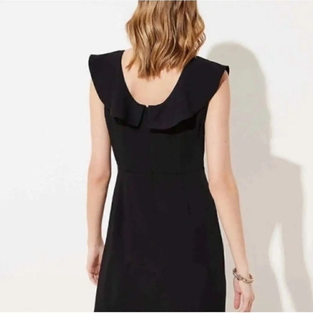 Loft Black Ruffle Top Shift Mini Dress Size 2P - Picture 3 of 11